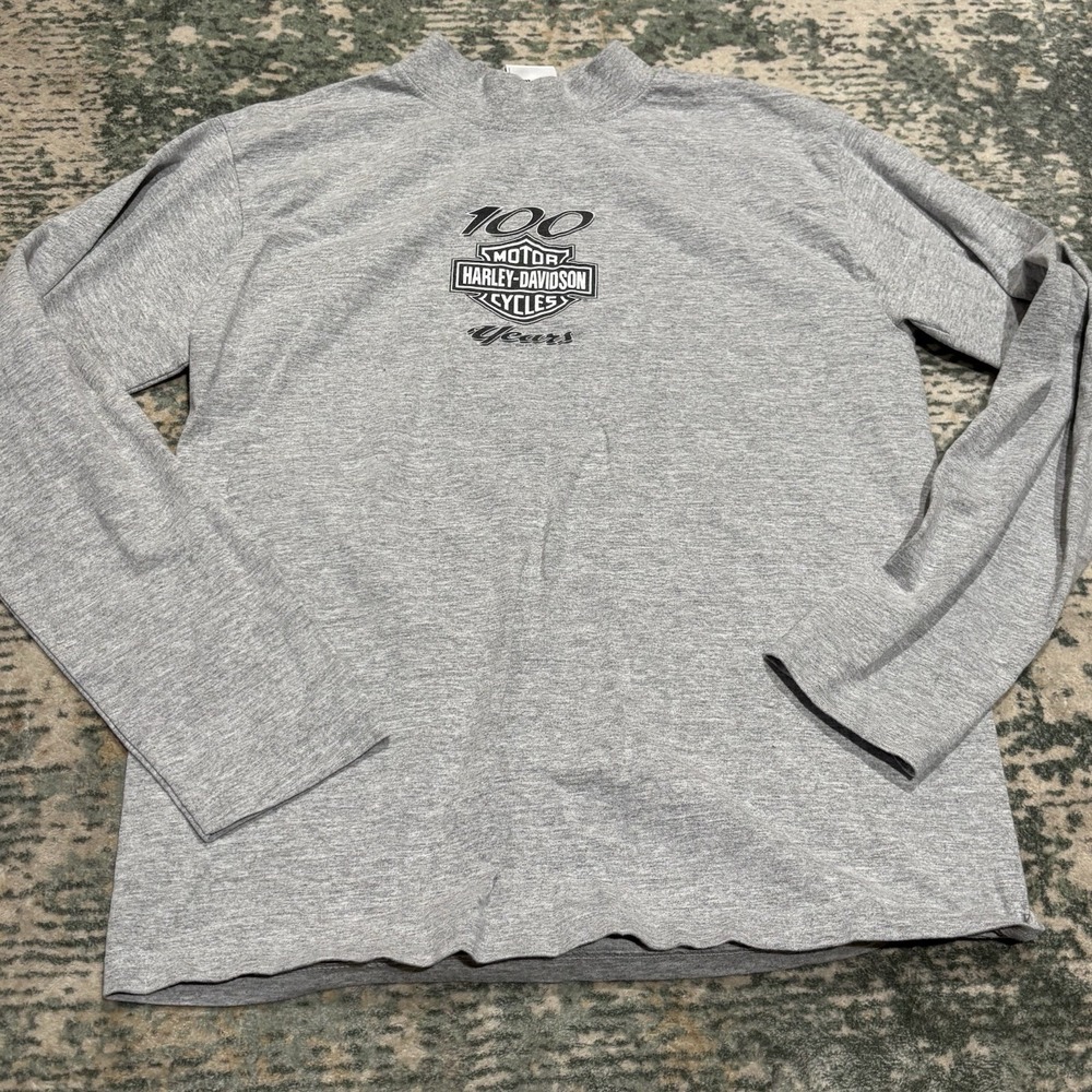 Vintage 2002 Harley-Davidson 100th Anniversary Long Sleeve Mock Neck Shirt FL
